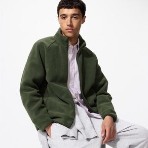 NWT UNIQLO Olive Green Zip Up Fleece Jacket Size XS